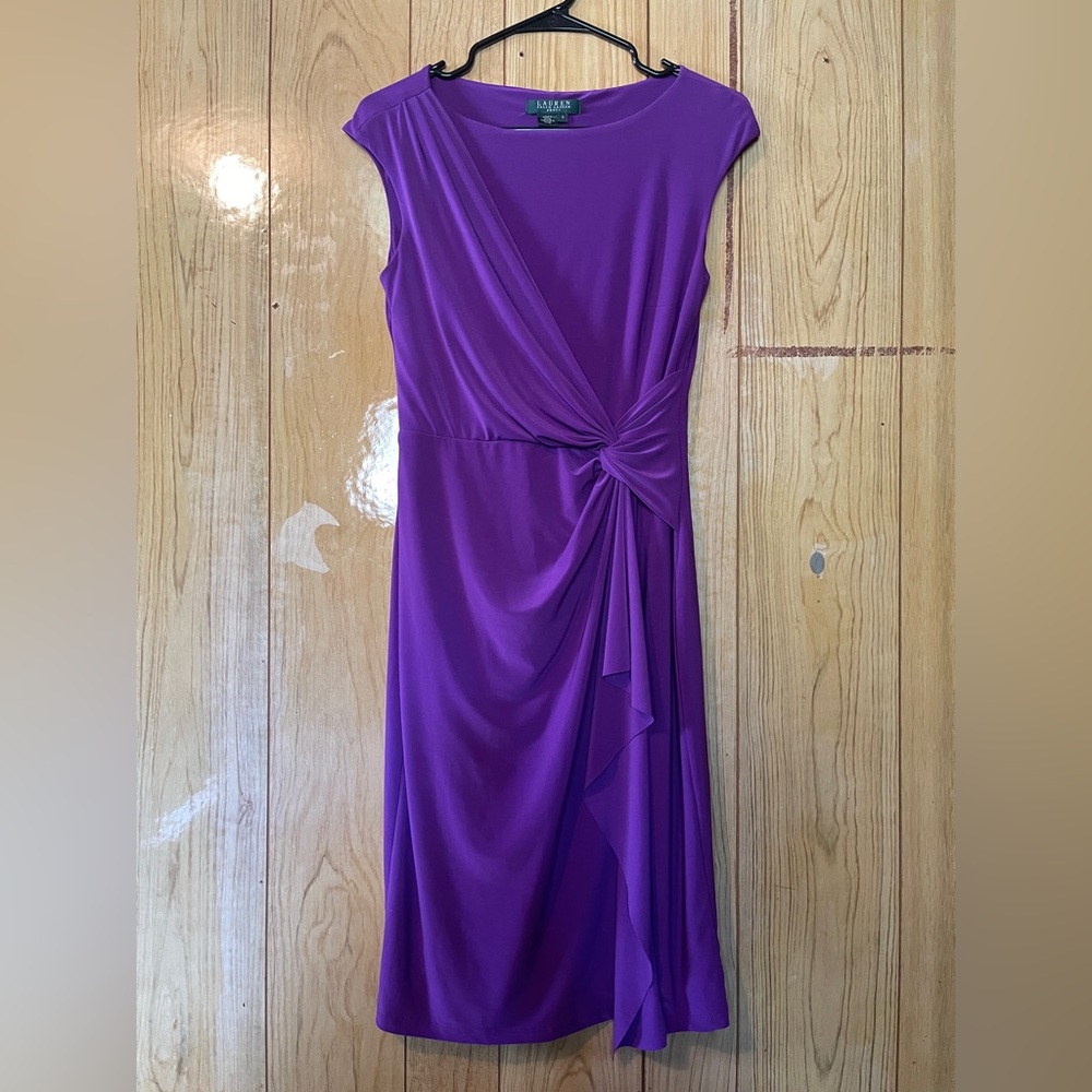 Lauren Ralph Lauren fusia/ purple Knot-Front Women's Dress